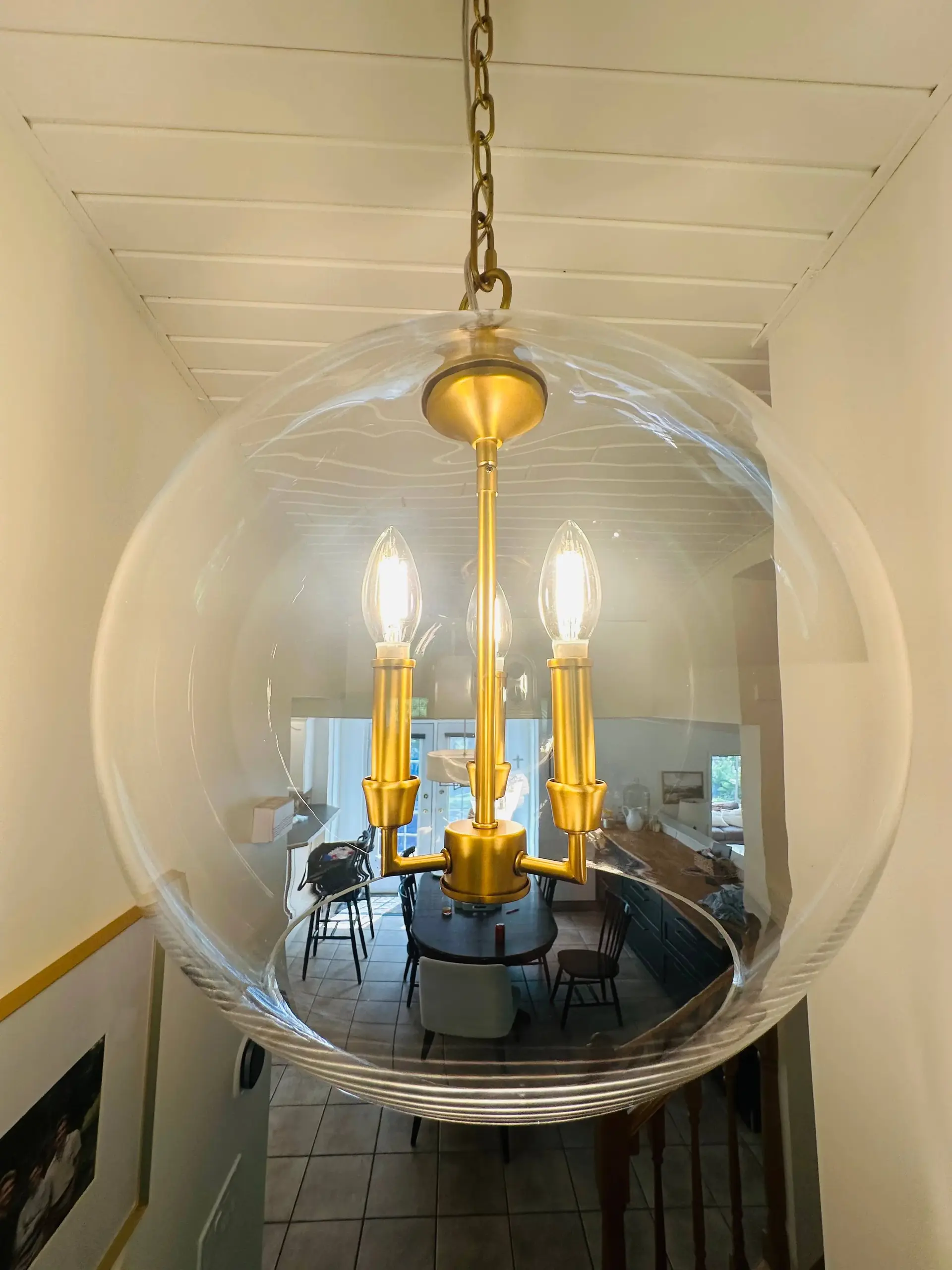 Bright light fixture after cleaning