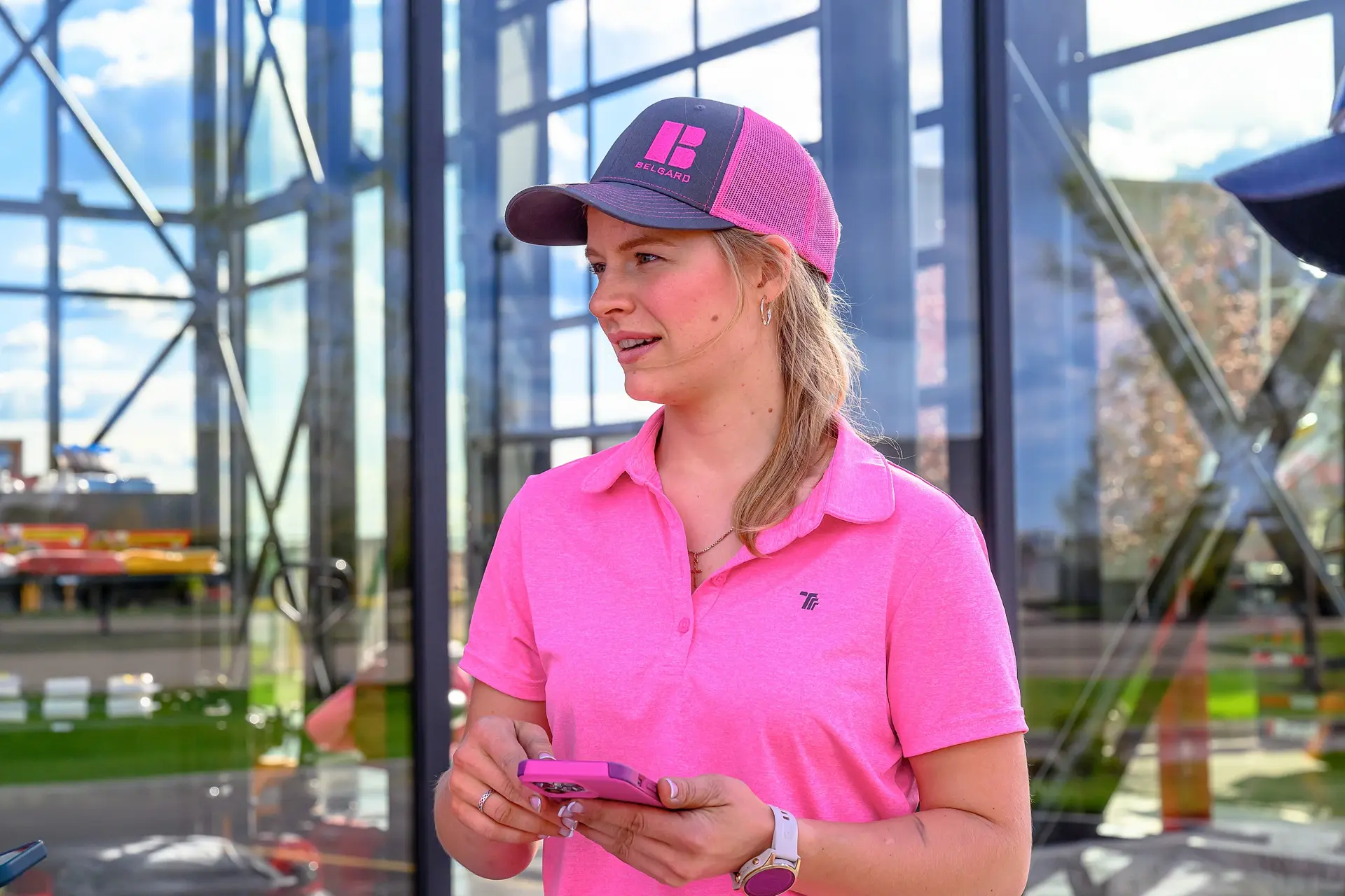 Linnae Biegel - Founder of Peace Home Services - on a commercial job site