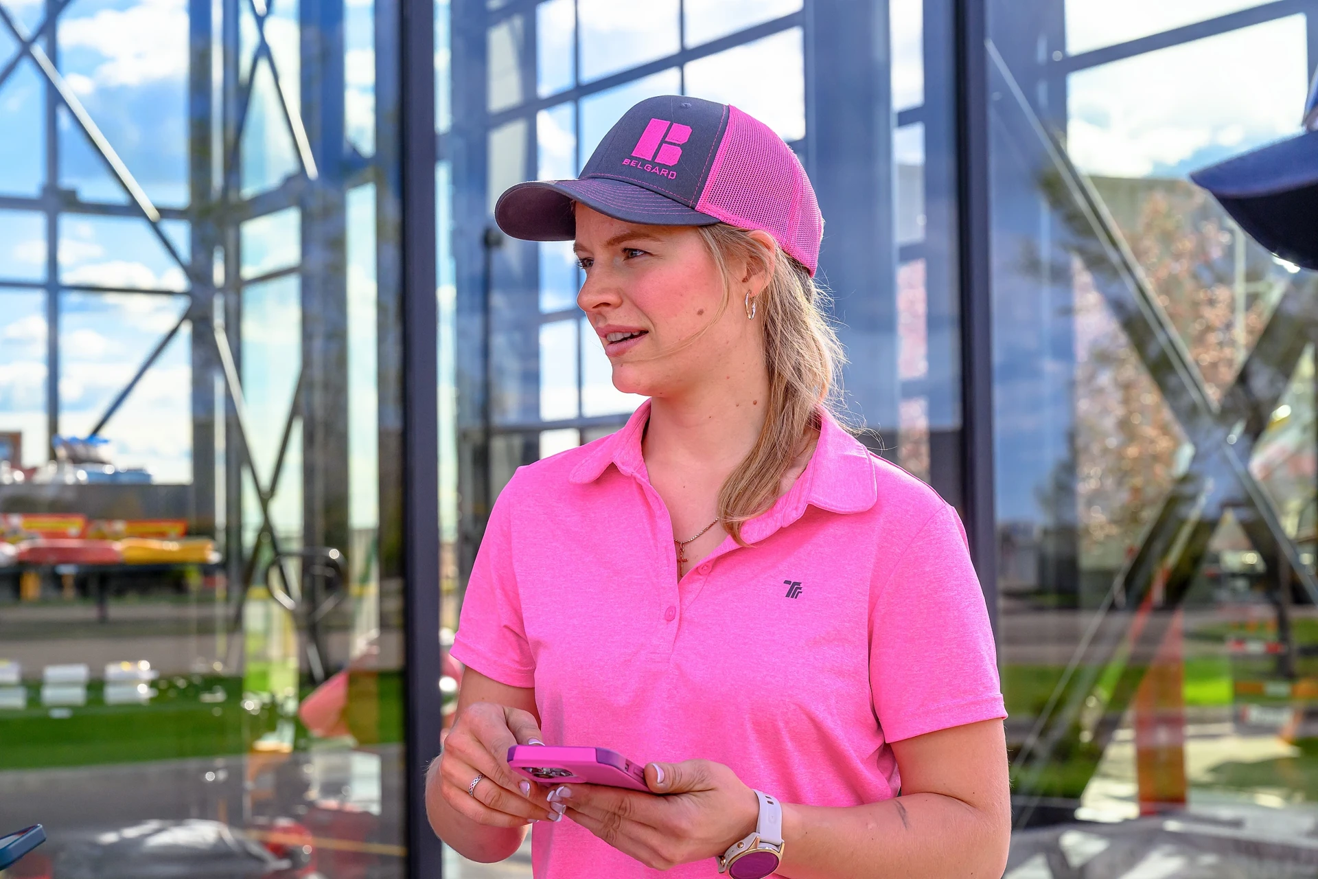 Linnae Biegel - Founder of Peace Home Services - on a commercial job site