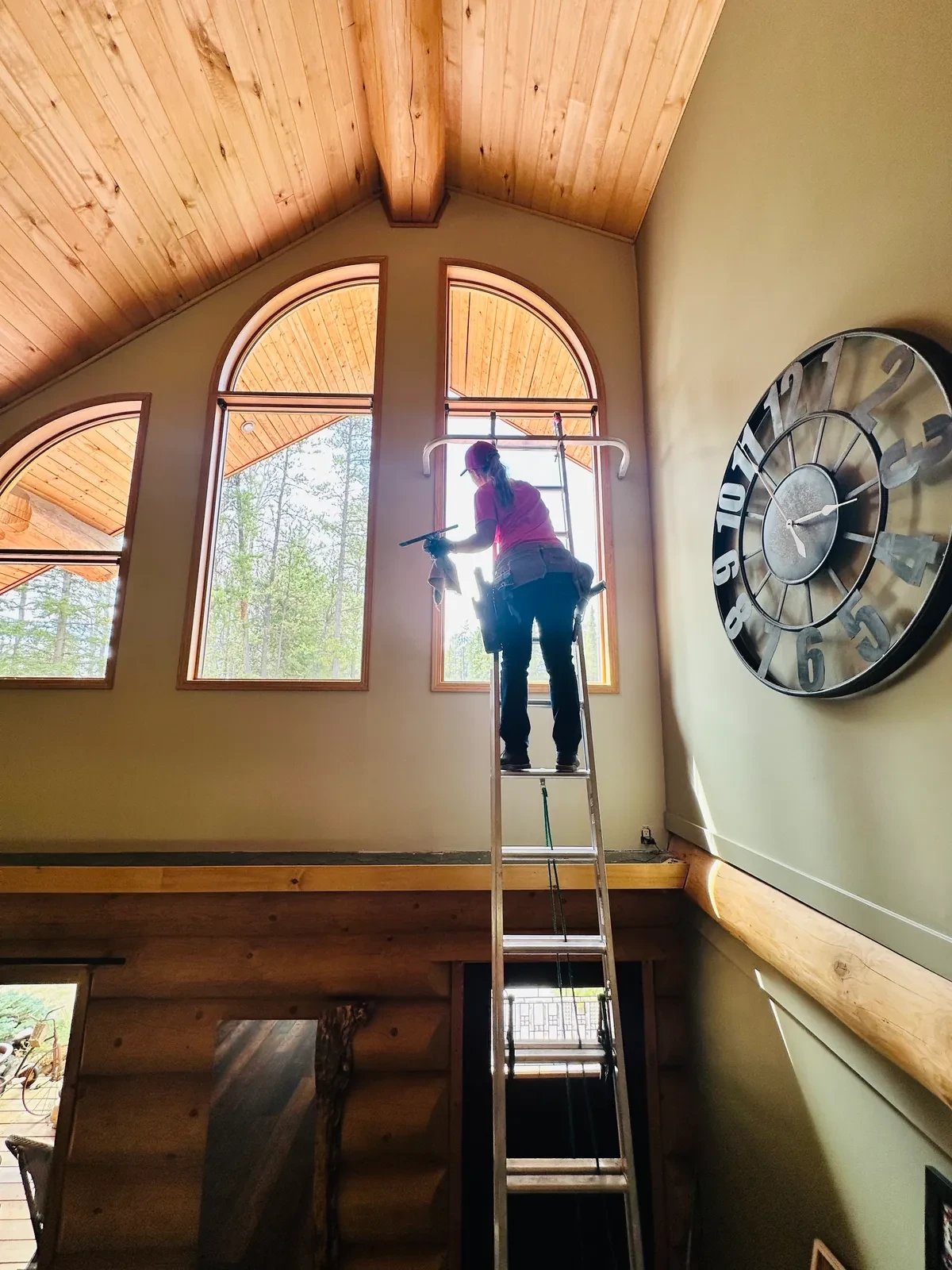 Interior Window Cleaning - Vaulted Windows
