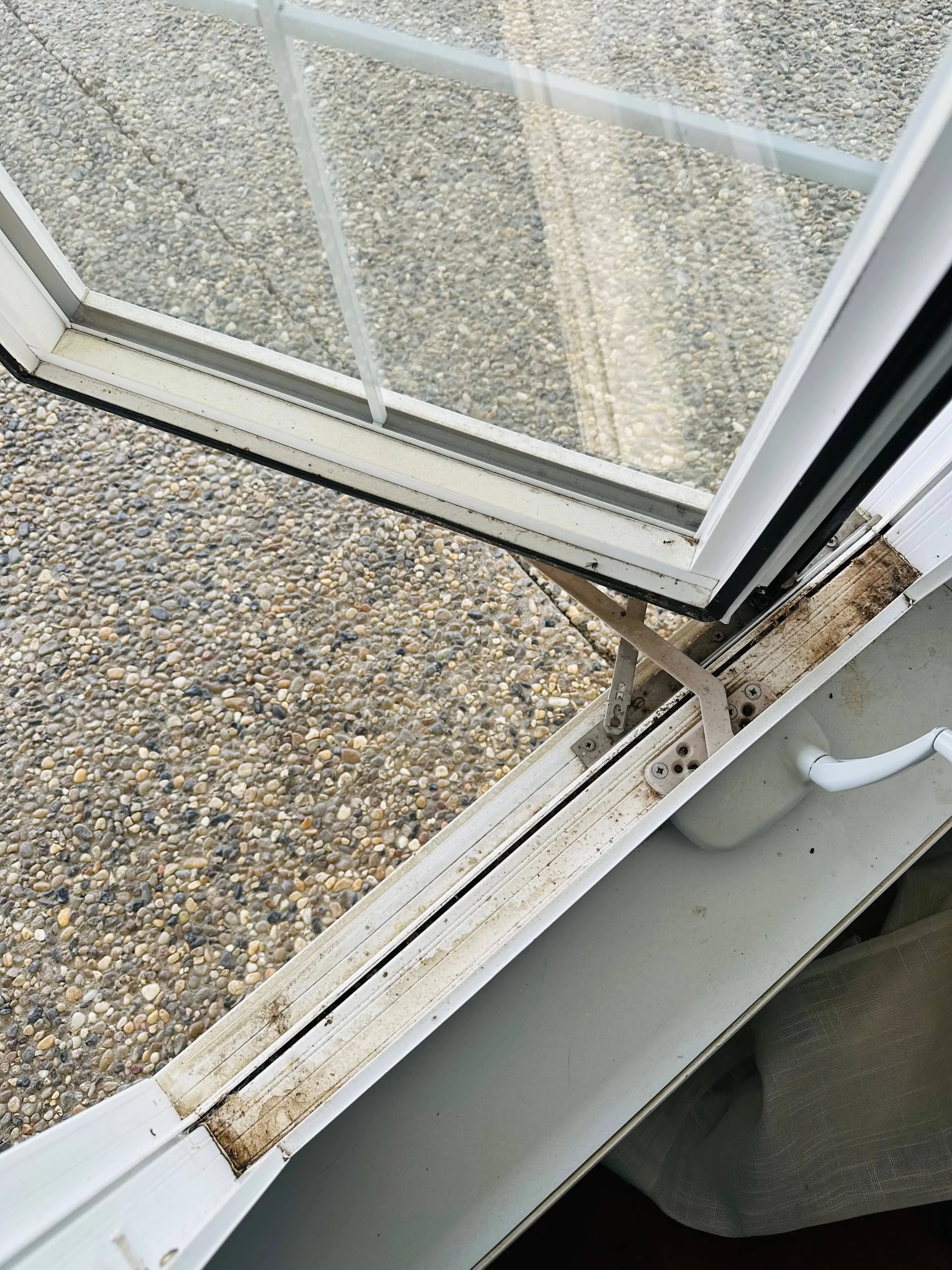 Dirty interior window before cleaning